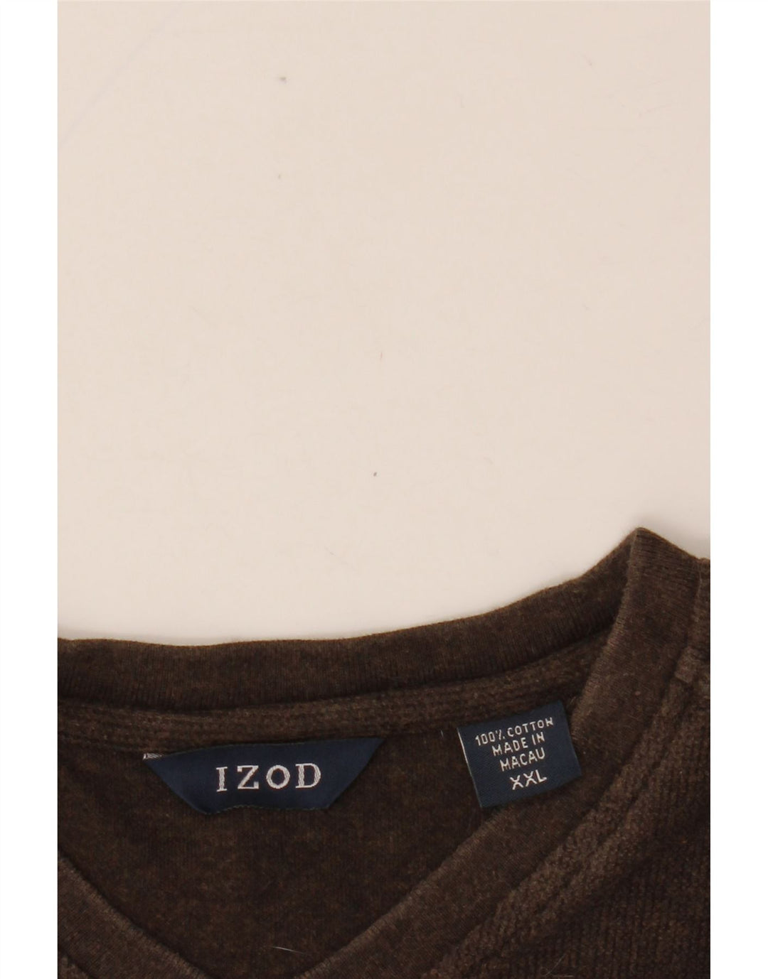 IZOD Haut Homme Manches Longues 2XL Marron Colorblock Coton