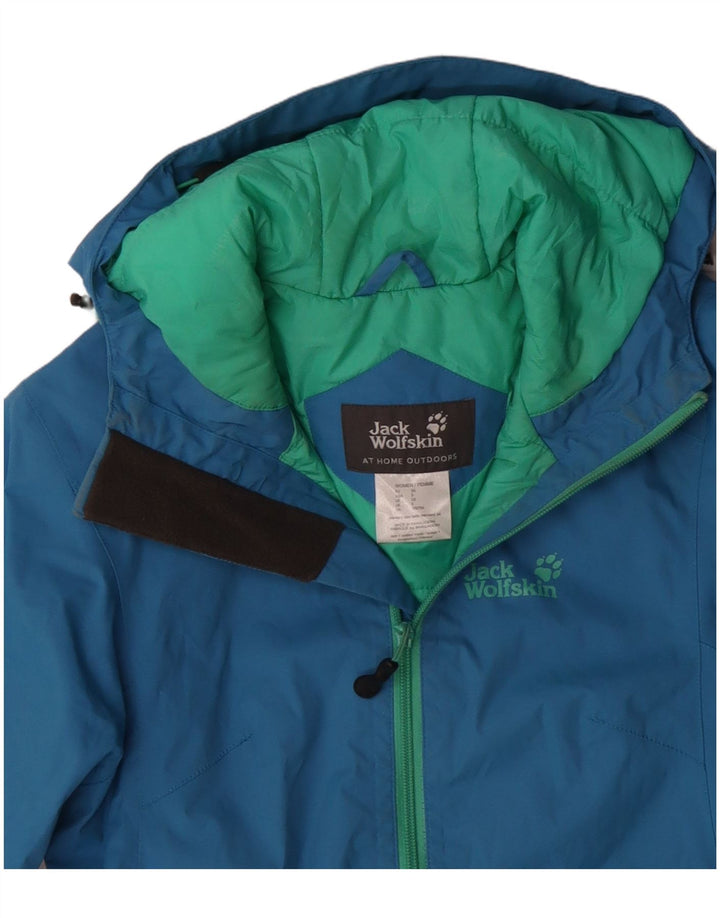 JACK WOLFSKIN Veste coupe-vent à capuche pour femme UK 8 Small Bleu Polyamide