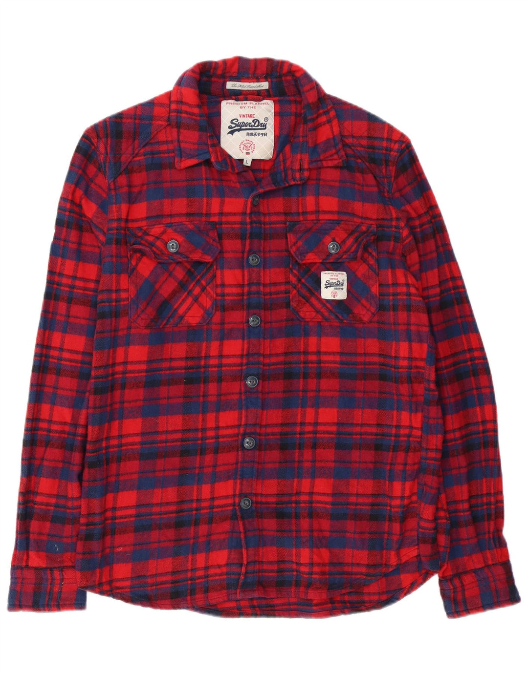 Superdry Chemise Flanelle Homme Grand Carreau Rouge Coton