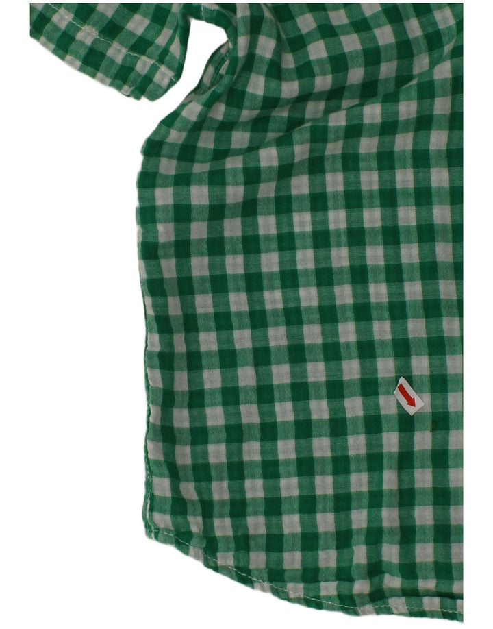 BENETTON Chemise à Manches Courtes Garçon 10-11 Ans Vichy Vert