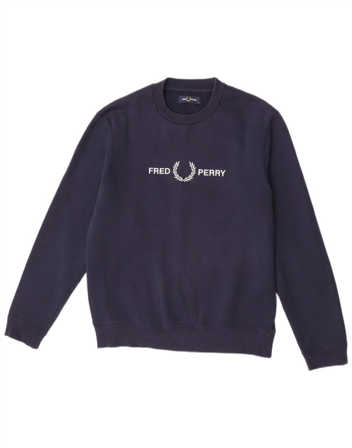 Fred Perry Sweat-shirt graphique pour homme Bleu marine moyen Polyester