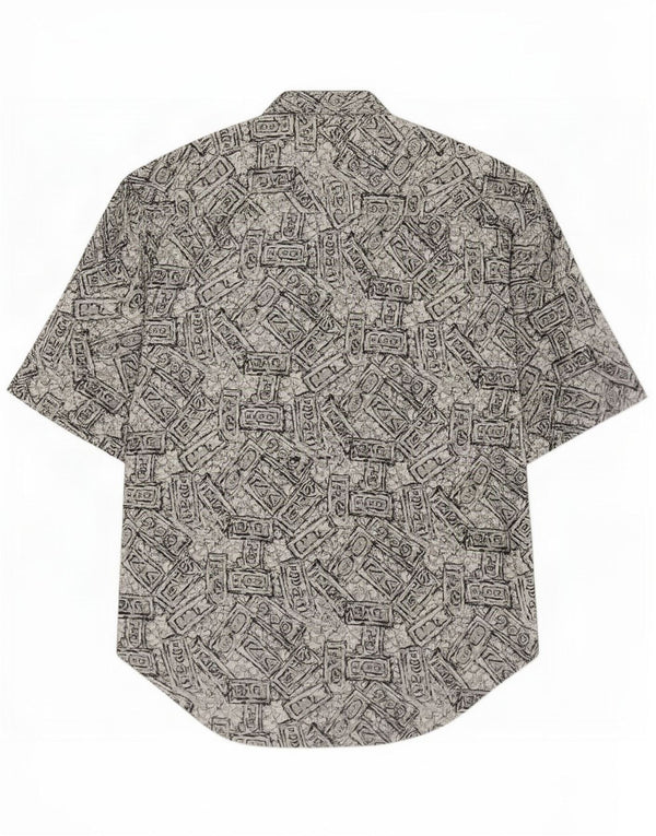 Vintage Mens Short Sleeve Shirt XL Grey Geometric
