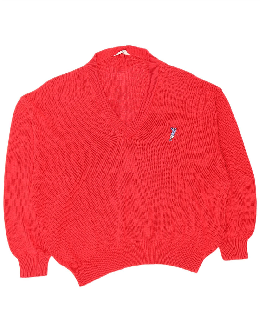DALMINE Pull ample à col en V pour homme en coton rouge
