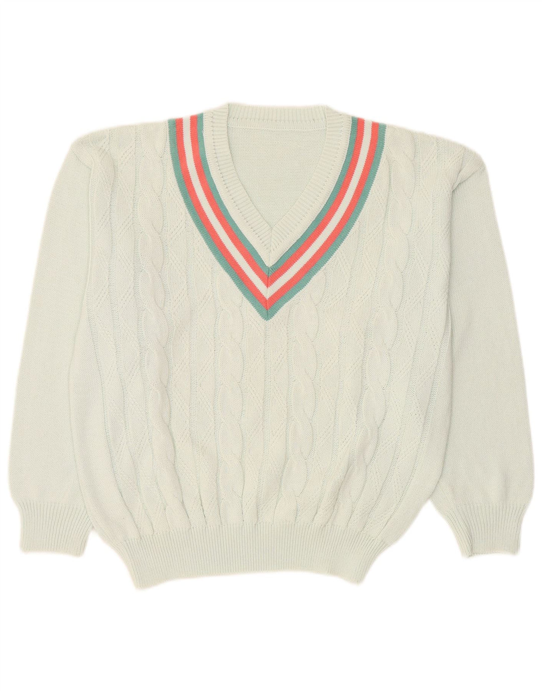 VINTAGE Pull Homme Pull Grand Bleu Colorblock Coton