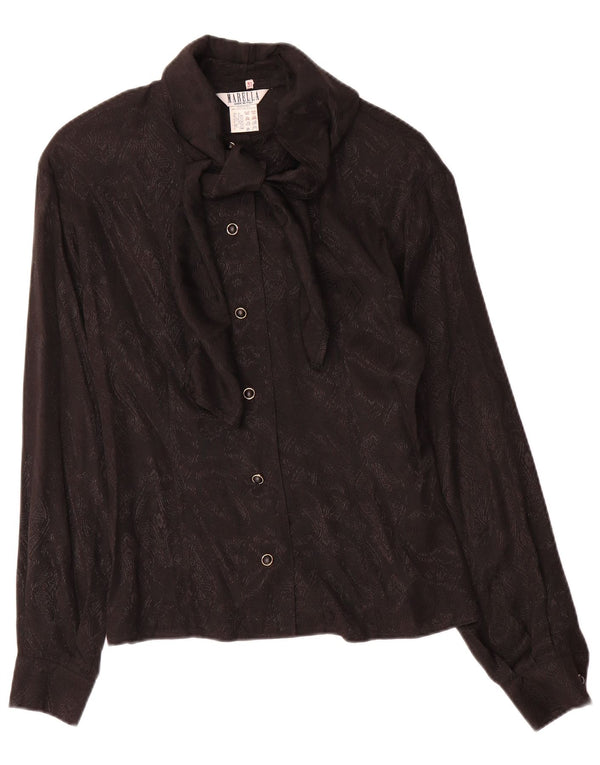 Marella Chemisier chemise à nouer sur le devant pour femme UK 14 Large Noir Paisley Acétate