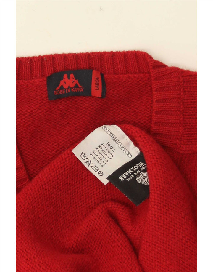 Kappa Pull col V pour homme en laine rouge Taille L
