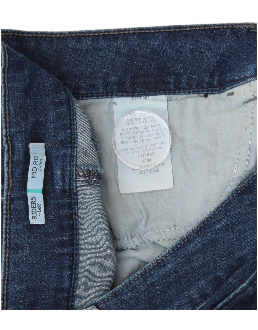 Lee Jeans Capri taille moyenne pour femme US 12 Large W34 L20 Bleu Coton