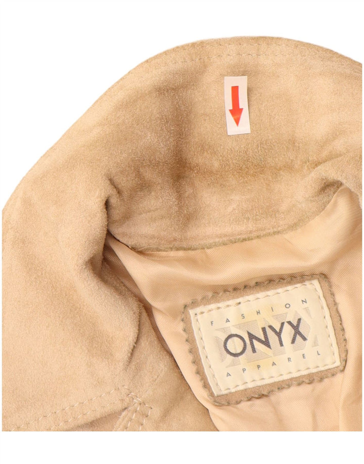 Onyx Veste blazer en daim à 3 boutons pour femme IT 44 Cuir beige moyen