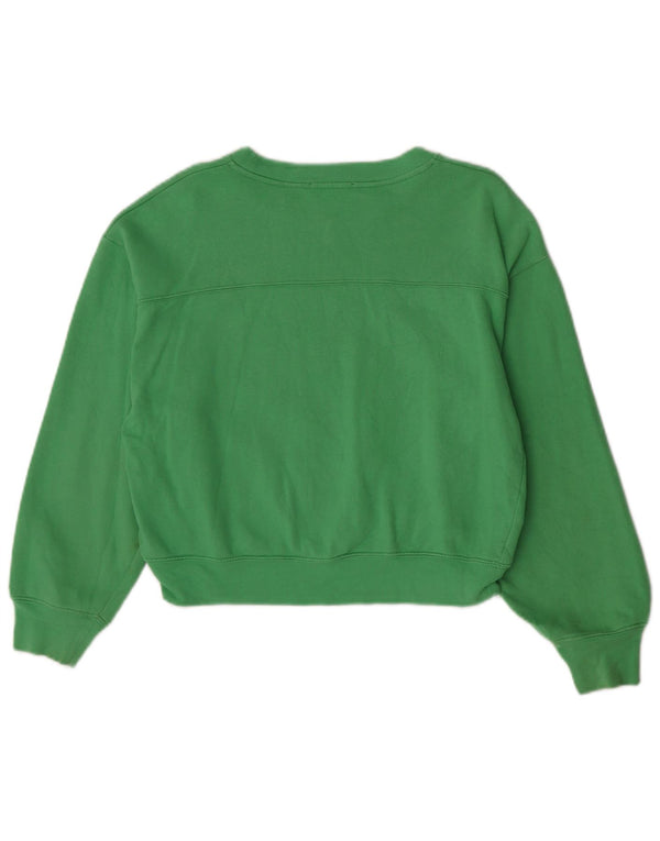 Zara Womens Crop Oversize Sweatshirt Jumper UK 10 Petit Coton Vert