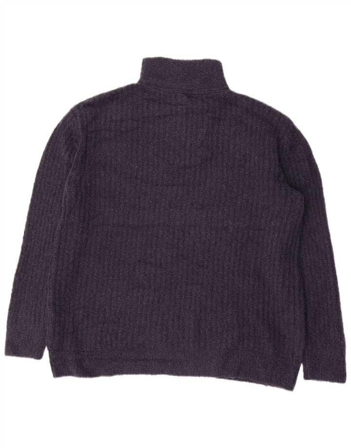 L.L.BEAN Pull à col zippé pour femme UK 16 Large Bleu Marine Nylon