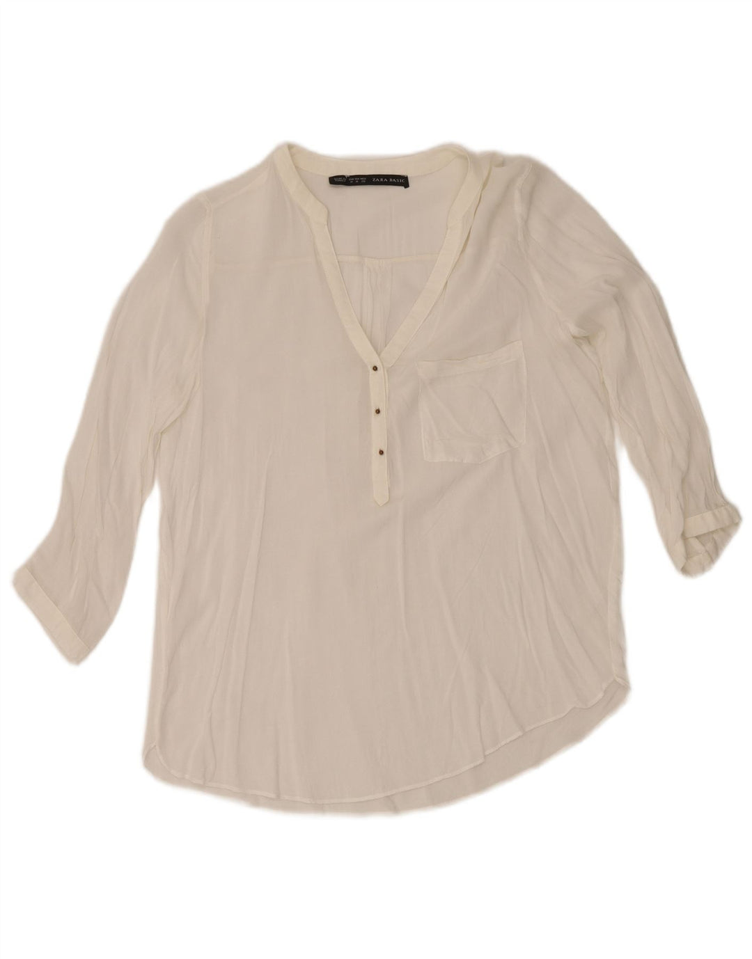 Zara Chemisier à manches 3/4 pour femme UK 12 Blanc moyen