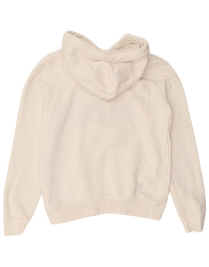 JACK WILLS Pull à capuche court graphique pour femme UK 8 Petit coton blanc