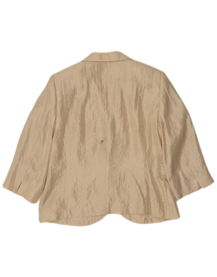 vintage Femmes 3/4 Manches 2 Bouton Blazer Veste IT 42 Beige Moyen