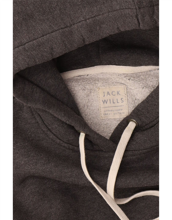 JACK WILLS Pull à capuche graphique pour femme UK 14 Gris moyen