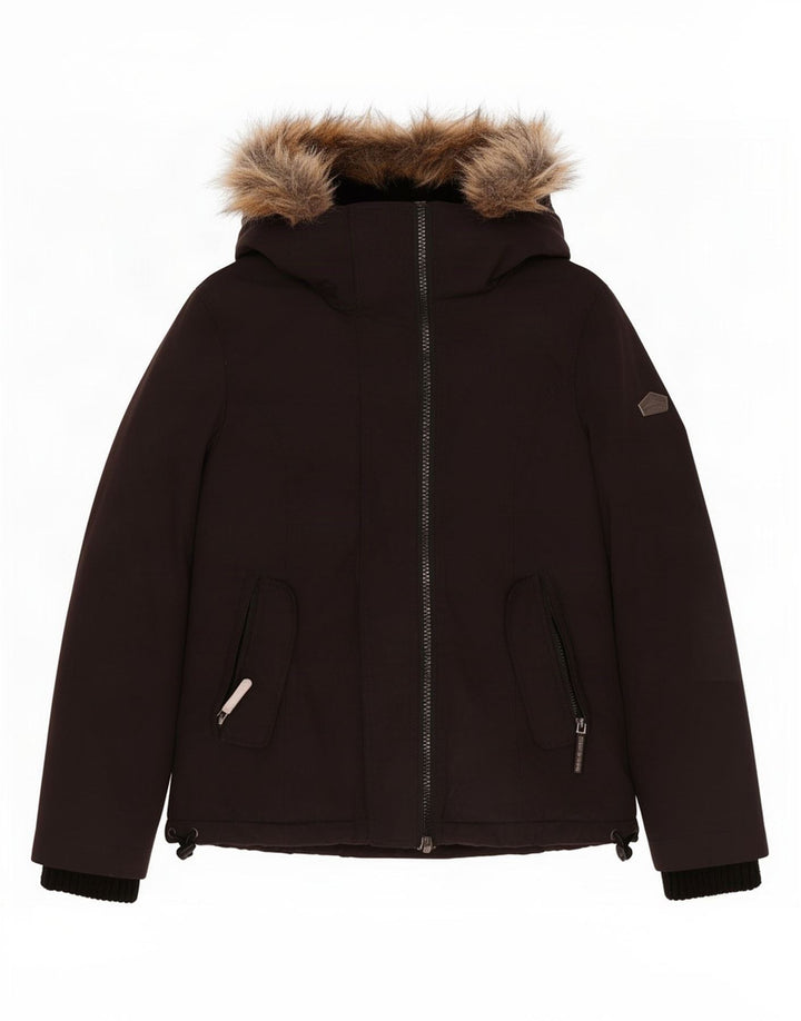 Superdry Veste coupe-vent à capuche pour femme UK 10 Small Noir Polyester