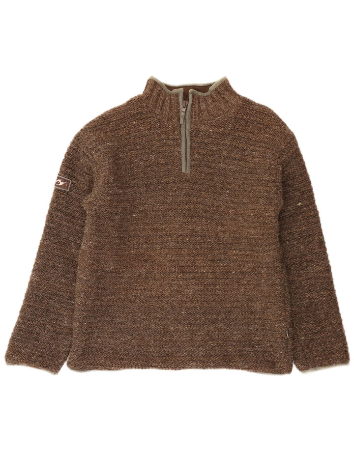 Pachamama Pull à col zippé pour homme en laine marron