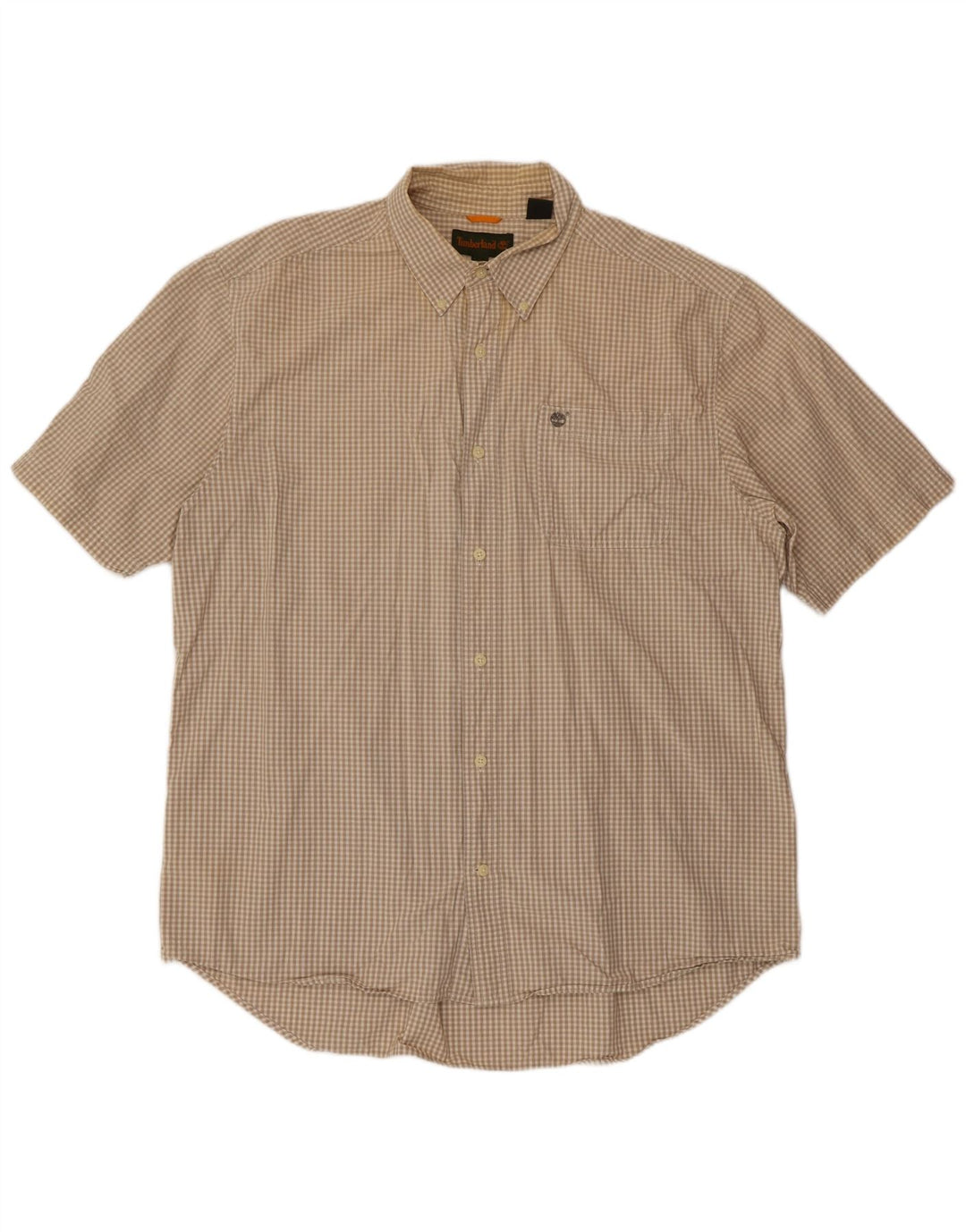 TIMBERLAND Chemise à Manches Courtes Homme XL Beige Carreaux Coton