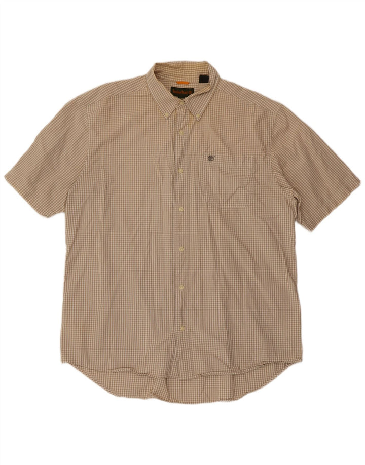 TIMBERLAND Chemise à Manches Courtes Homme XL Beige Carreaux Coton