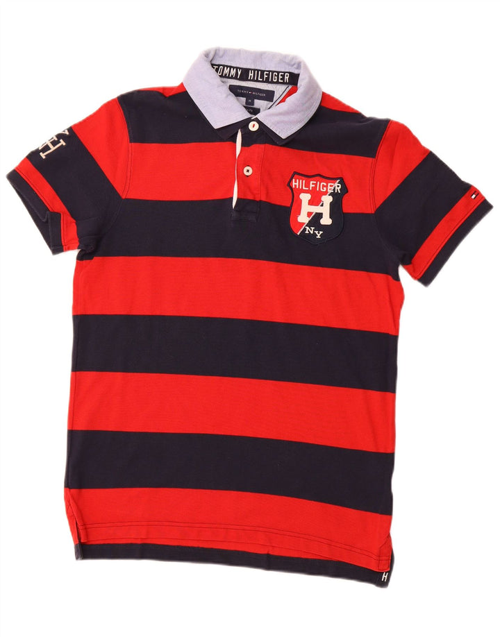 TOMMY HILFIGER Polo de Rugby Graphique Coupe Slim Homme Rayé Rouge Moyen