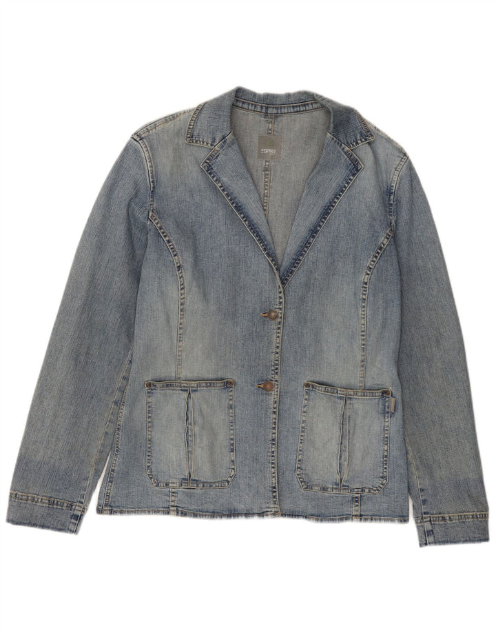 ESPRIT Veste blazer en jean à 2 boutons pour femme UK 16 Large Bleu Coton