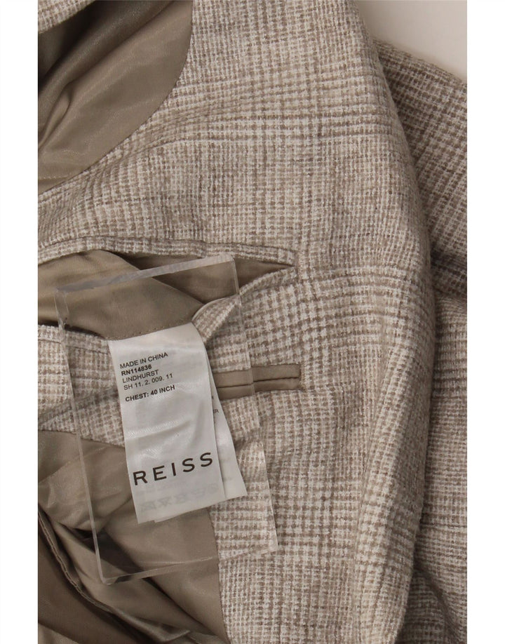 Reiss Veste Blazer 2 Boutons Homme UK 40 Grand Gris Carreaux Polyester