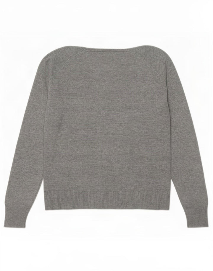 Zara Pull surdimensionné à col rond pour femme UK 14 Gris moyen Viscose