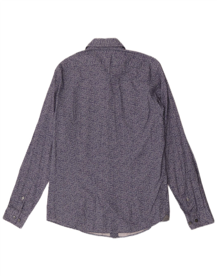 Hugo Boss Chemise Regular Fit Coton Géométrique Bleu Moyen