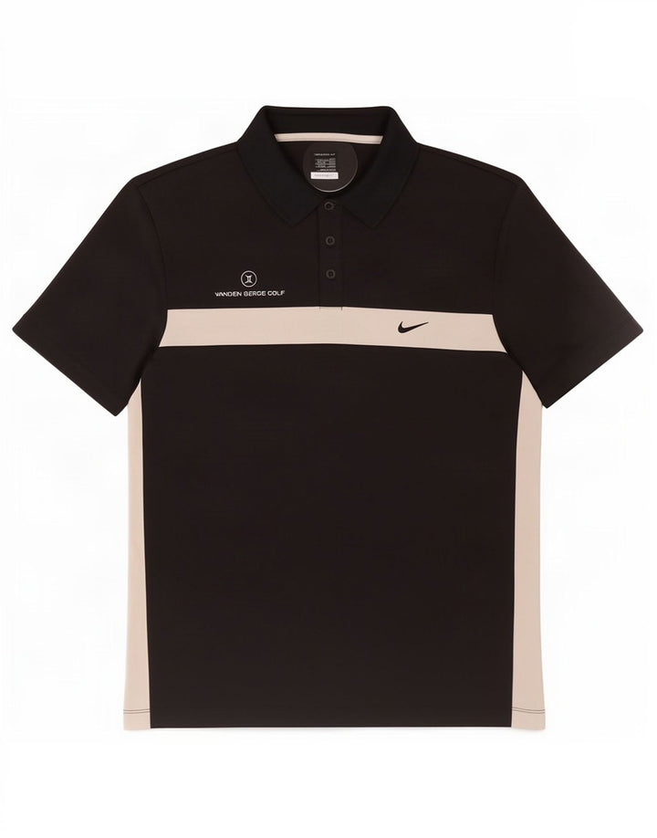 Nike Polo Homme UK 42/44 Large Noir Colourblock Polyester