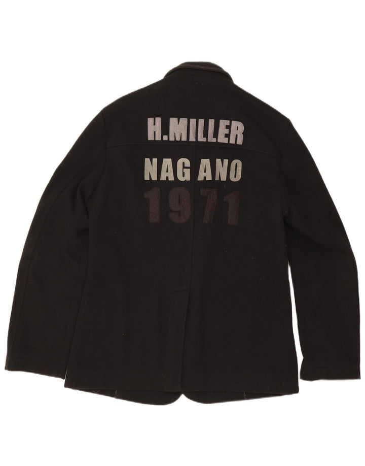 Kejo Veste blazer graphique à 3 boutons pour homme UK 38 en laine noire moyenne