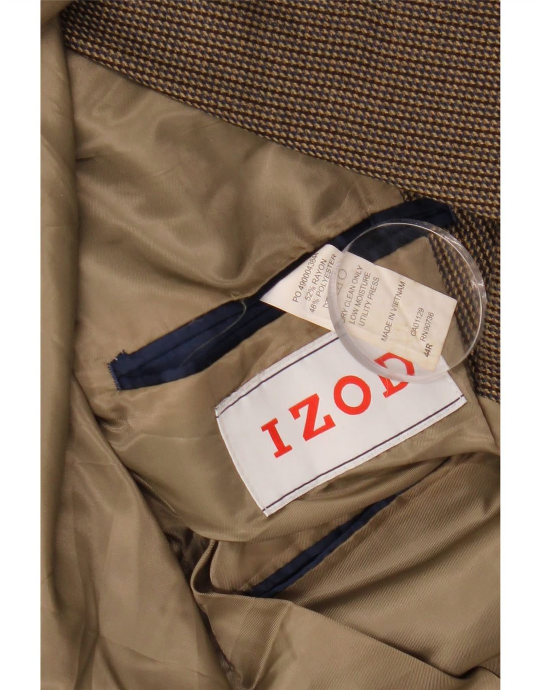 IZOD Veste blazer à 2 boutons pour homme UK 44 2XL Rayonne à fines rayures marron
