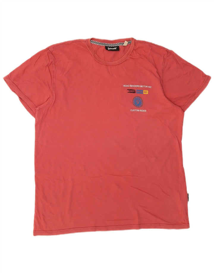 Schott Homme T-Shirt Graphique Haut Large Rose Coton