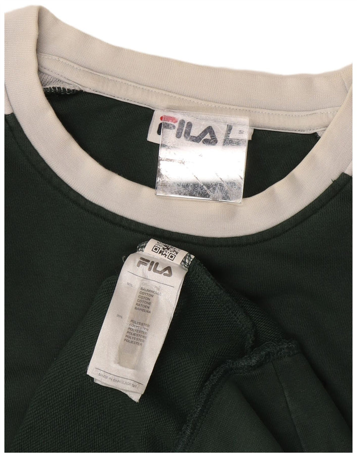 FILA Sweat-shirt graphique pour hommes en coton color block petit vert