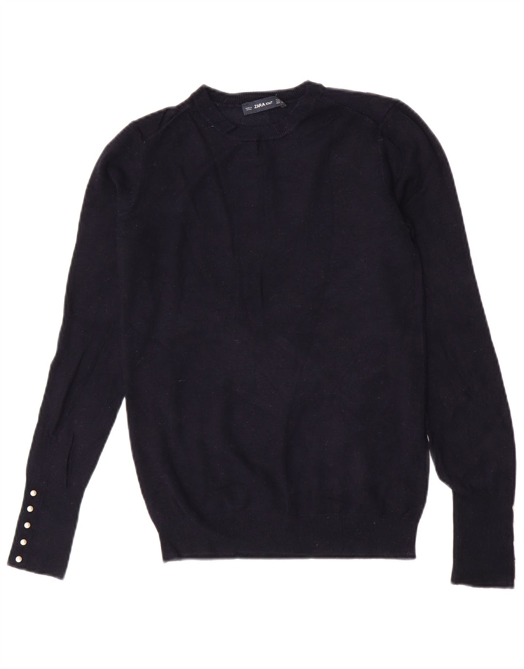 Zara Pull ras du cou pour femme UK 12 Bleu marine moyen Viscose