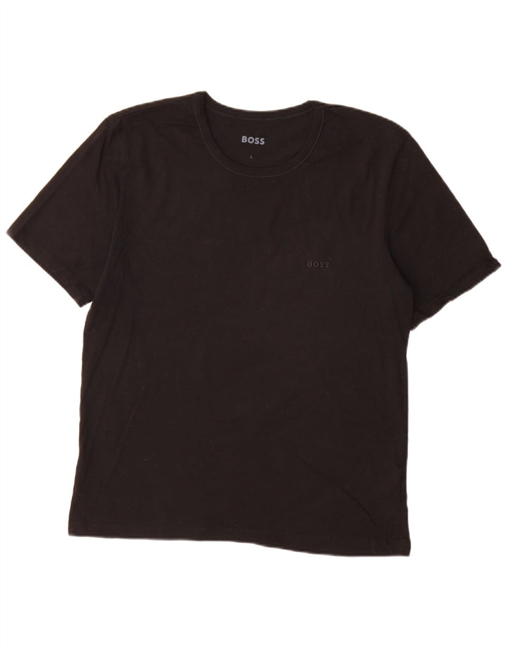 Hugo Boss Femme T-Shirt Top Large Noir Coton