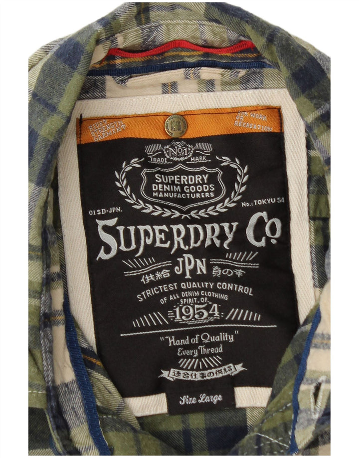 SUPERDRY Chemise Flanelle Homme Grand Carreau Vert Coton