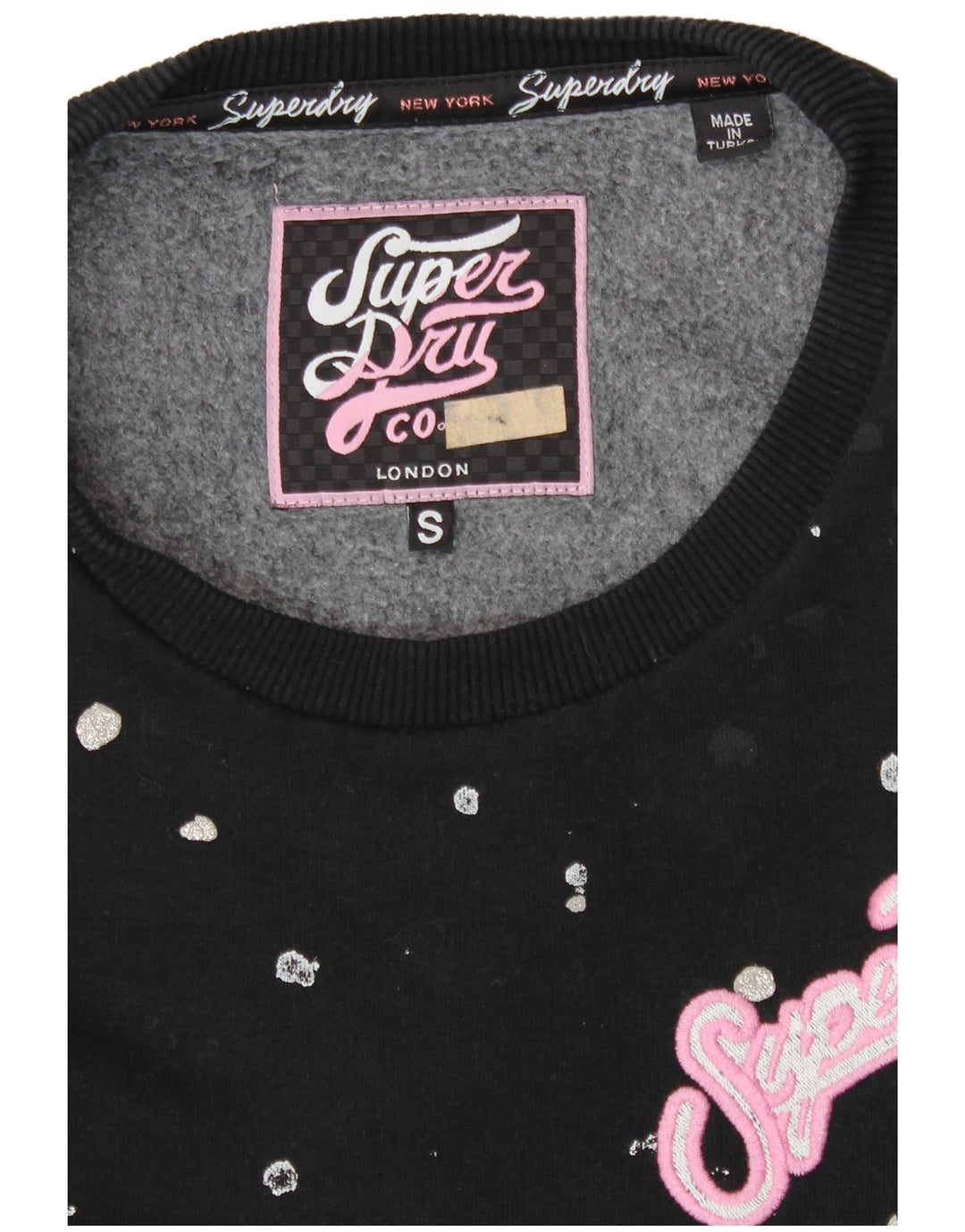 SUPERDRY Sweat-shirt surdimensionné pour femme UK 10 Small Noir à pois