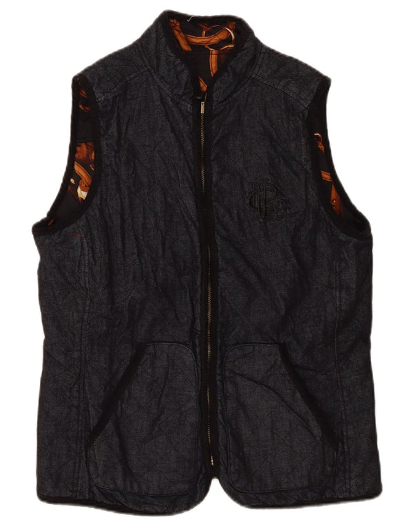 Ralph Lauren Gilet matelassé réversible pour femme UK 12 en coton bleu marine moyen