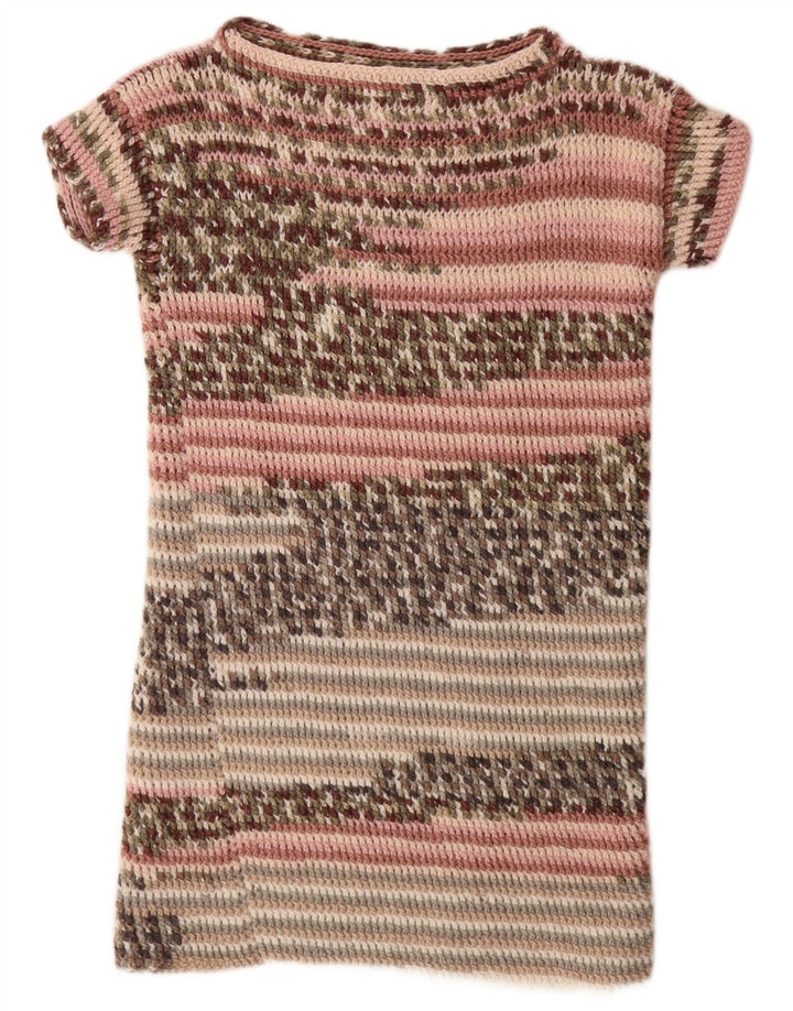 vintage Womens Jumper Dress UK 14 Moyen Multicolore Rayé