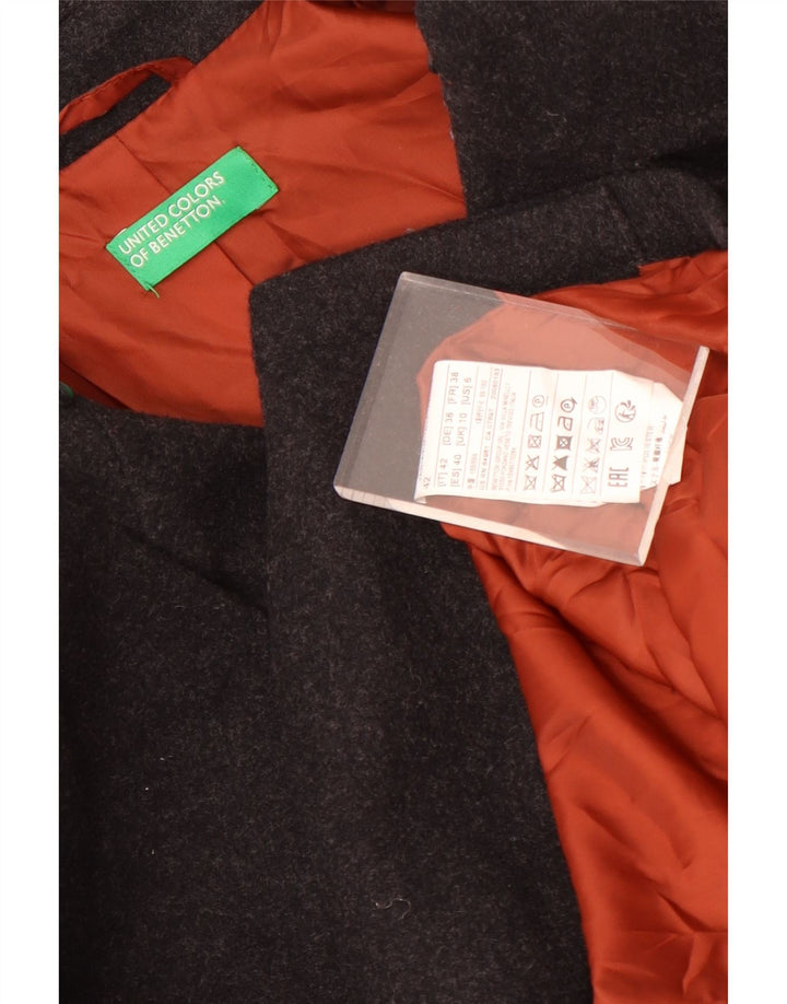 Benetton Caban surdimensionné pour femme UK 10 Petite laine grise