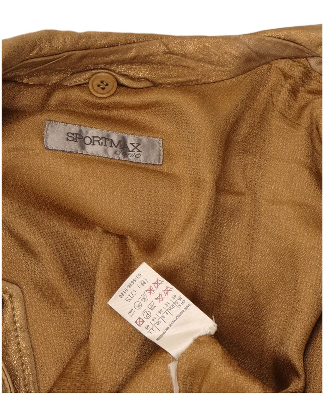 Sportmax Veste de motard courte pour femme UK 14 Large Doré