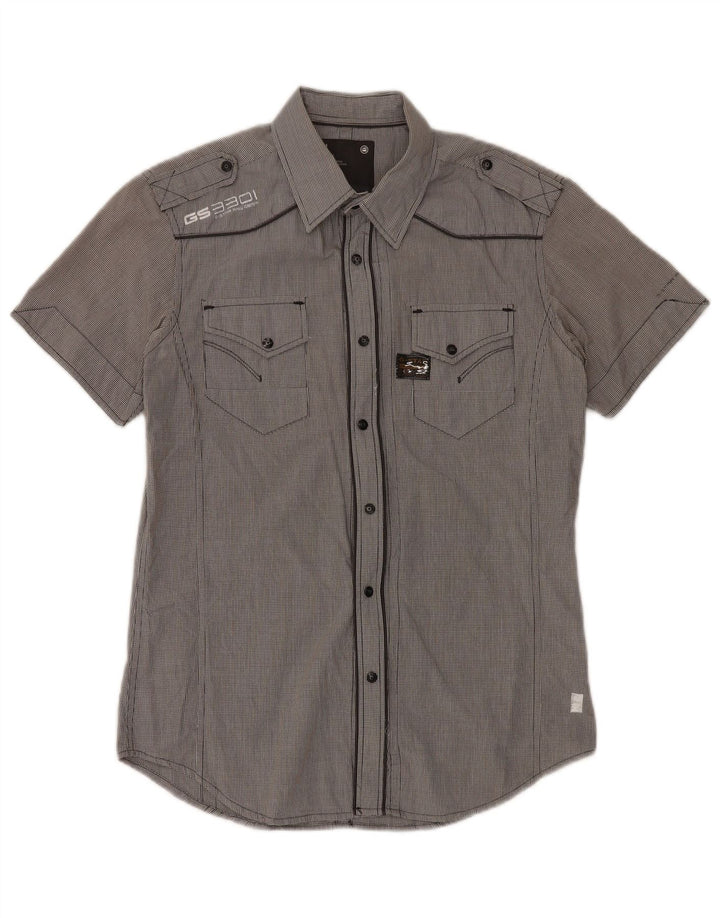 G-Star Chemise militaire à manches courtes pour homme en coton vichy gris moyen