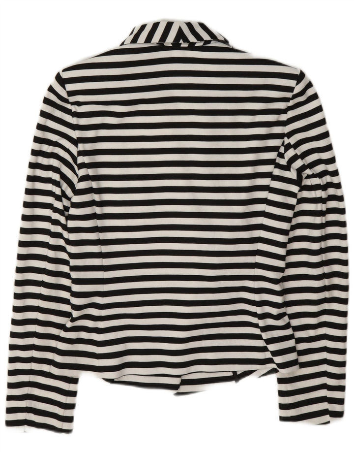 Marks & Spencer Veste Blazer Femme UK 10 Petit Bleu Marine Rayé Nautique