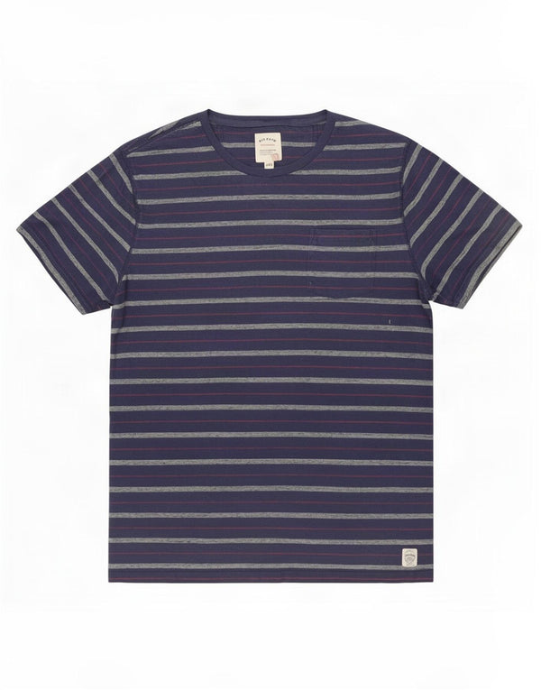 Fat Face T-Shirt Homme Top 2XL Coton Rayé Bleu Marine