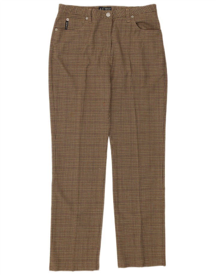 Pantalon décontracté droit femme Armani W31 L30 pied-de-poule vert polyester