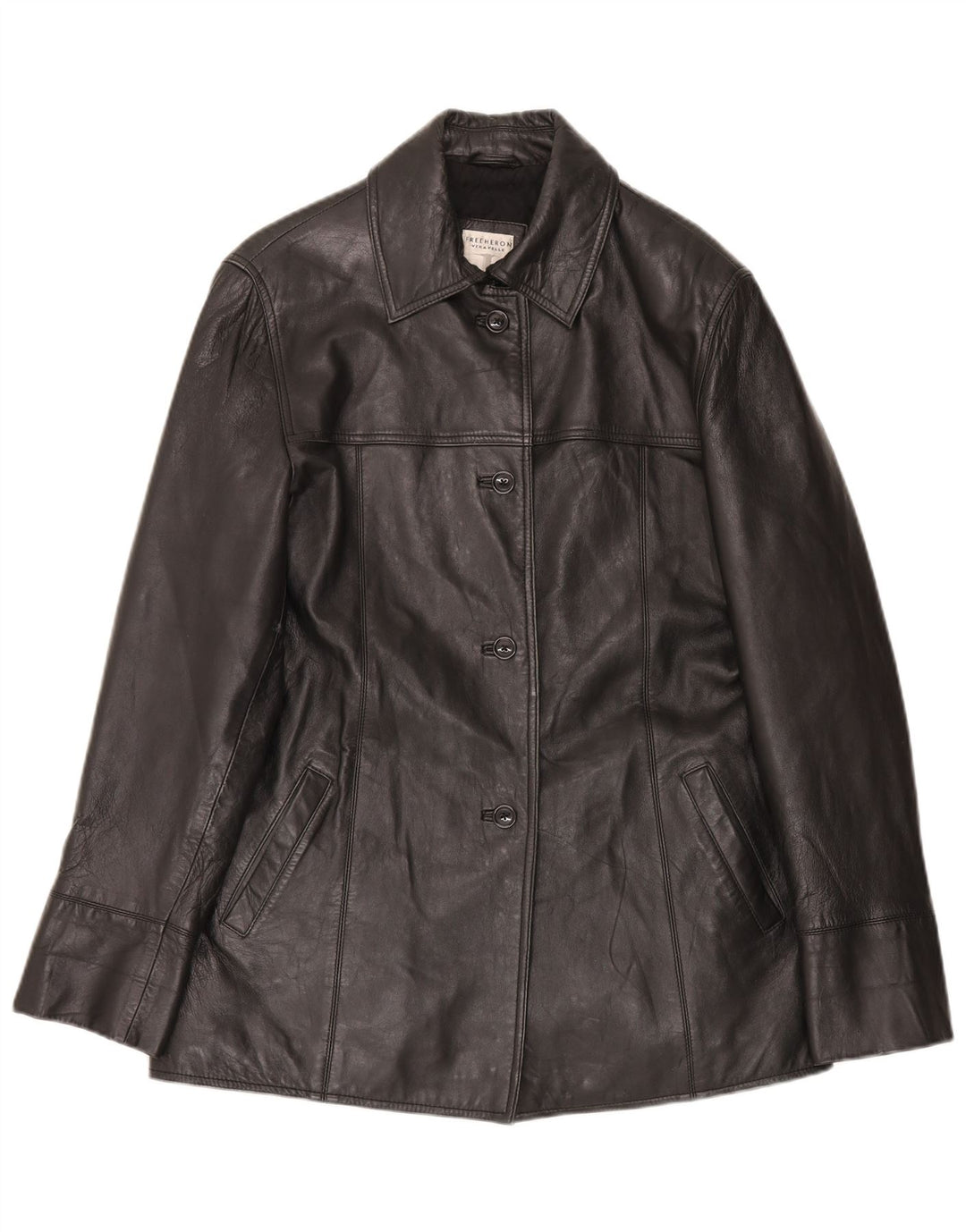 Conbipel Veste En Cuir Femme IT 45 Moyen Noir