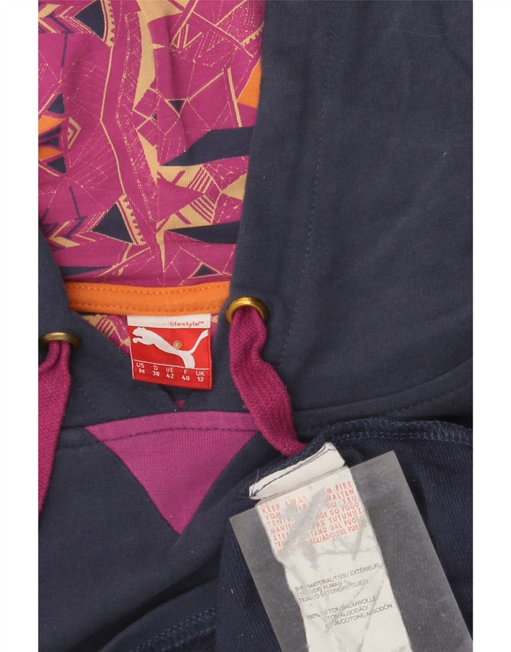 PUMA Pull à capuche court surdimensionné pour femme UK 12 Bleu marine moyen