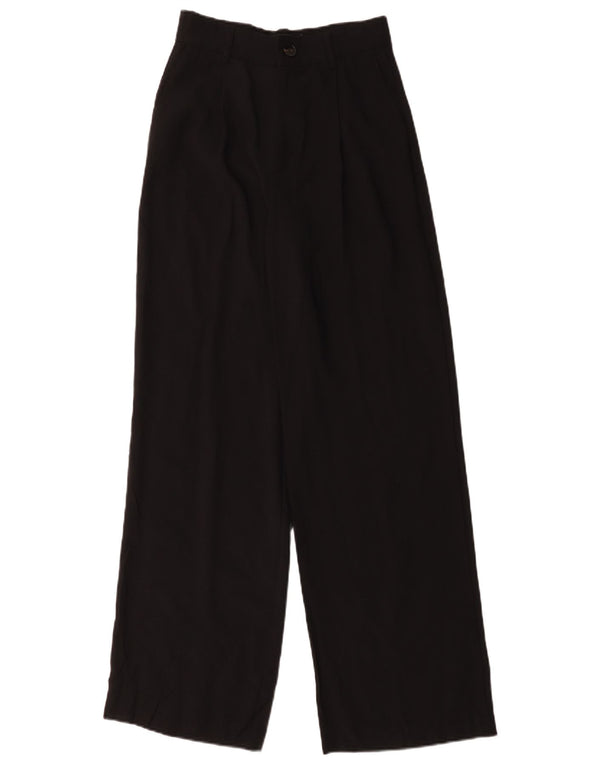 Zara Pantalon Chino Taille Haute Jambe Large Pour Femme XS W24 L31 Noir