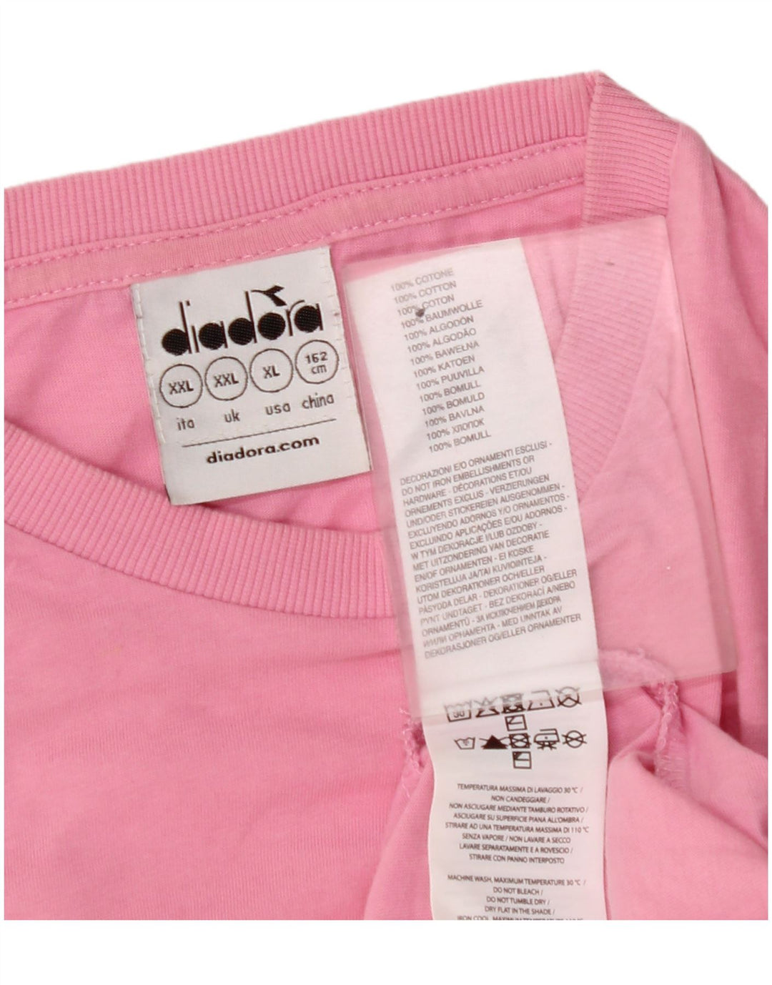 DIADORA T-Shirt Fille 13-14 ans 2XL Rose Coton