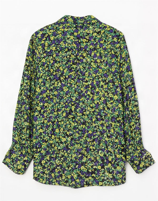 Zara Femme Chemisier UK 10 Petite Viscose Florale Multicolore