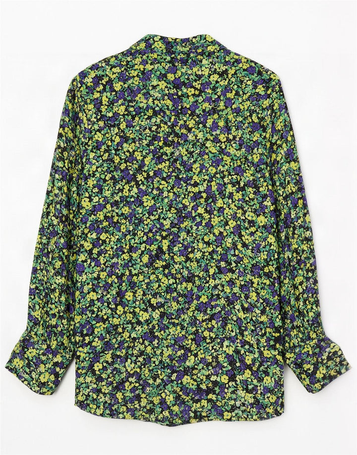Zara Femme Chemisier UK 10 Petite Viscose Florale Multicolore